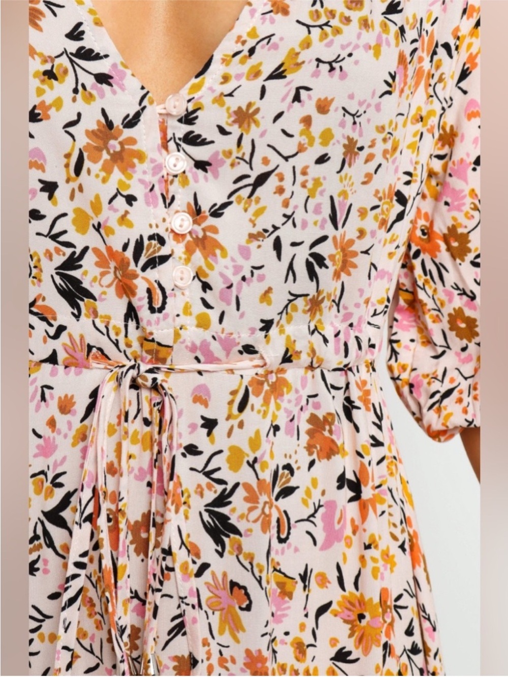 Petal & Pup Kelda Maxi Dress Size Small Floral Beige Orange - Picture 6 of 15